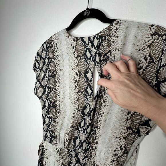 Joie Porcelain Bethwyn C Snakeskin Print Wrap Style A-Line Cap Sleeve Dress SM - Picture 10 of 16